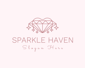 Diamond Heart Sparkle logo design