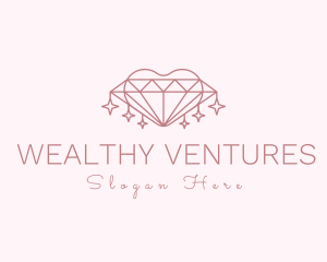 Diamond Heart Sparkle logo design