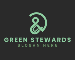 Green Ampersand Font logo design