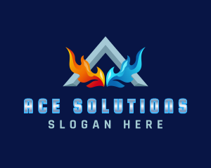 Fire Ice Ventilation Letter A logo design