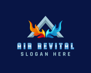 Fire Ice Ventilation Letter A logo design