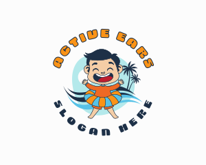 Boy Swim Floating Ring logo design