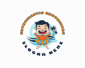 Boy Swim Floating Ring logo design