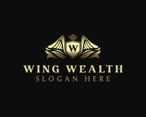 Shield Crown Wings logo design