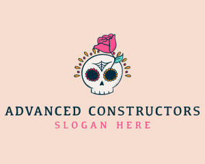 Decorative Rose Skull logo design