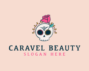 Decorative Rose Skull logo design