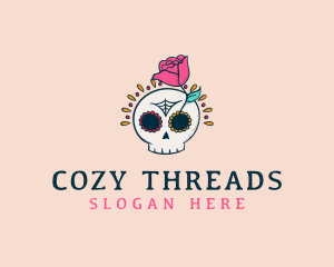 Decorative Rose Skull logo design