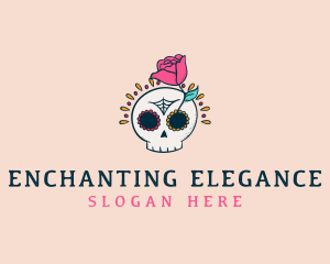 Decorative Rose Skull logo design