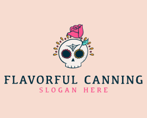 Decorative Rose Skull logo design