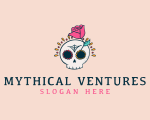 Decorative Rose Skull logo design