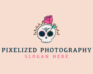 Decorative Rose Skull logo design