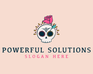 Decorative Rose Skull logo design