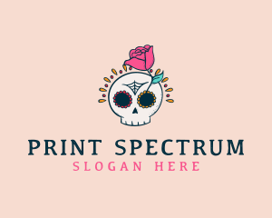 Decorative Rose Skull logo design