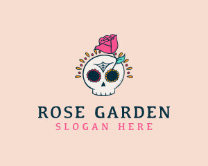 Decorative Rose Skull logo design