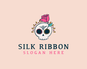 Decorative Rose Skull logo design