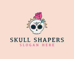 Decorative Rose Skull logo design