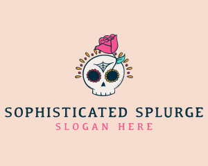 Decorative Rose Skull logo design