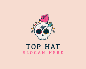 Decorative Rose Skull logo design