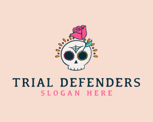 Decorative Rose Skull logo design