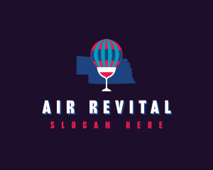 Hot Air Balloon Wine Nebraska logo design