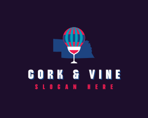 Hot Air Balloon Wine Nebraska logo design