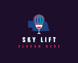 Hot Air Balloon Wine Nebraska logo design