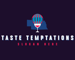 Hot Air Balloon Wine Nebraska logo design