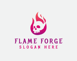 Skull Fire Flame logo design