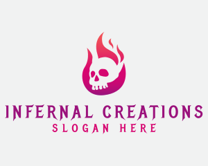 Skull Fire Flame logo design