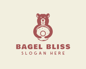 Smiling Bear Bagel logo design