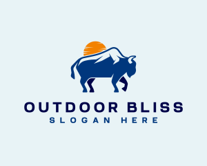 Bison Mountain Sunset logo design