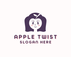 Girl Apple Fruit logo design