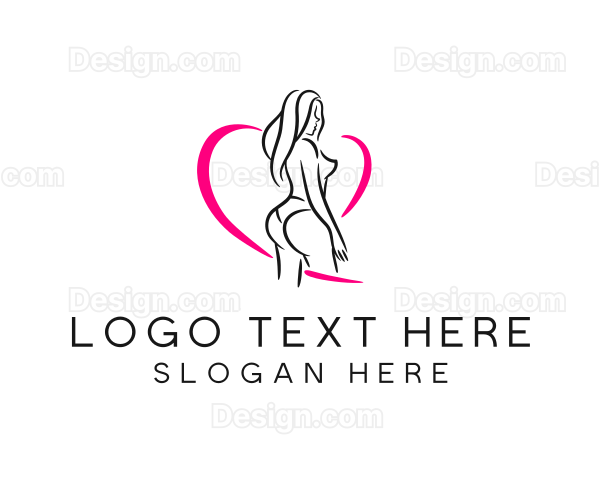 Curvy Woman Heart Line Logo