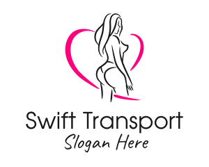 Curvy Woman Heart Line logo design