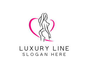 Curvy Woman Heart Line logo design