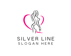 Curvy Woman Heart Line logo design