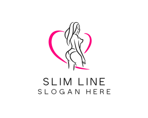 Curvy Woman Heart Line logo design