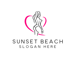 Curvy Woman Heart Line logo design