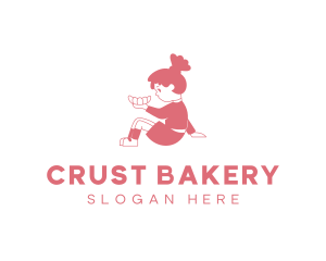 Bakery Croissant Girl logo design