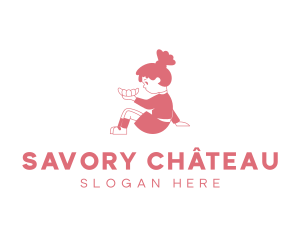 Bakery Croissant Girl logo design