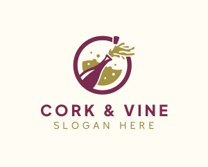 Liquor Wine Bottle logo design