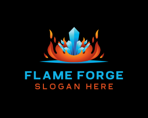 Fire Ice Crystal logo design