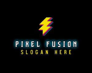 Pixel Lightning Bolt logo design