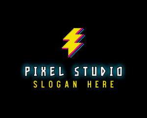 Pixel Lightning Bolt logo design