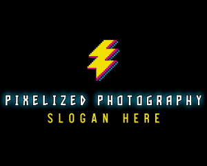 Pixel Lightning Bolt logo design