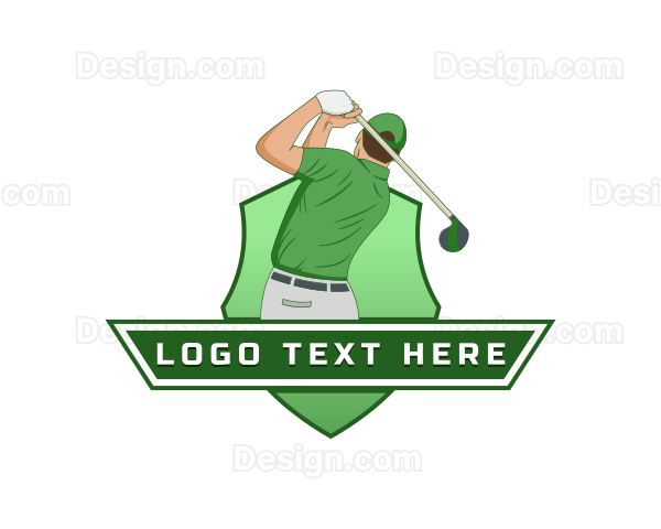 Golfer Sports Shield Logo