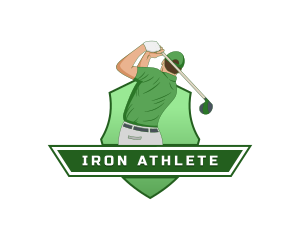 Golfer Sports Shield logo design