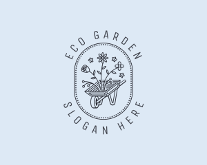 Floral Wheelbarrow Lawn Care logo design