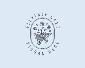 Floral Wheelbarrow Lawn Care logo design