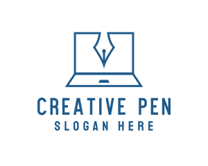 Blogger Laptop Pen logo design